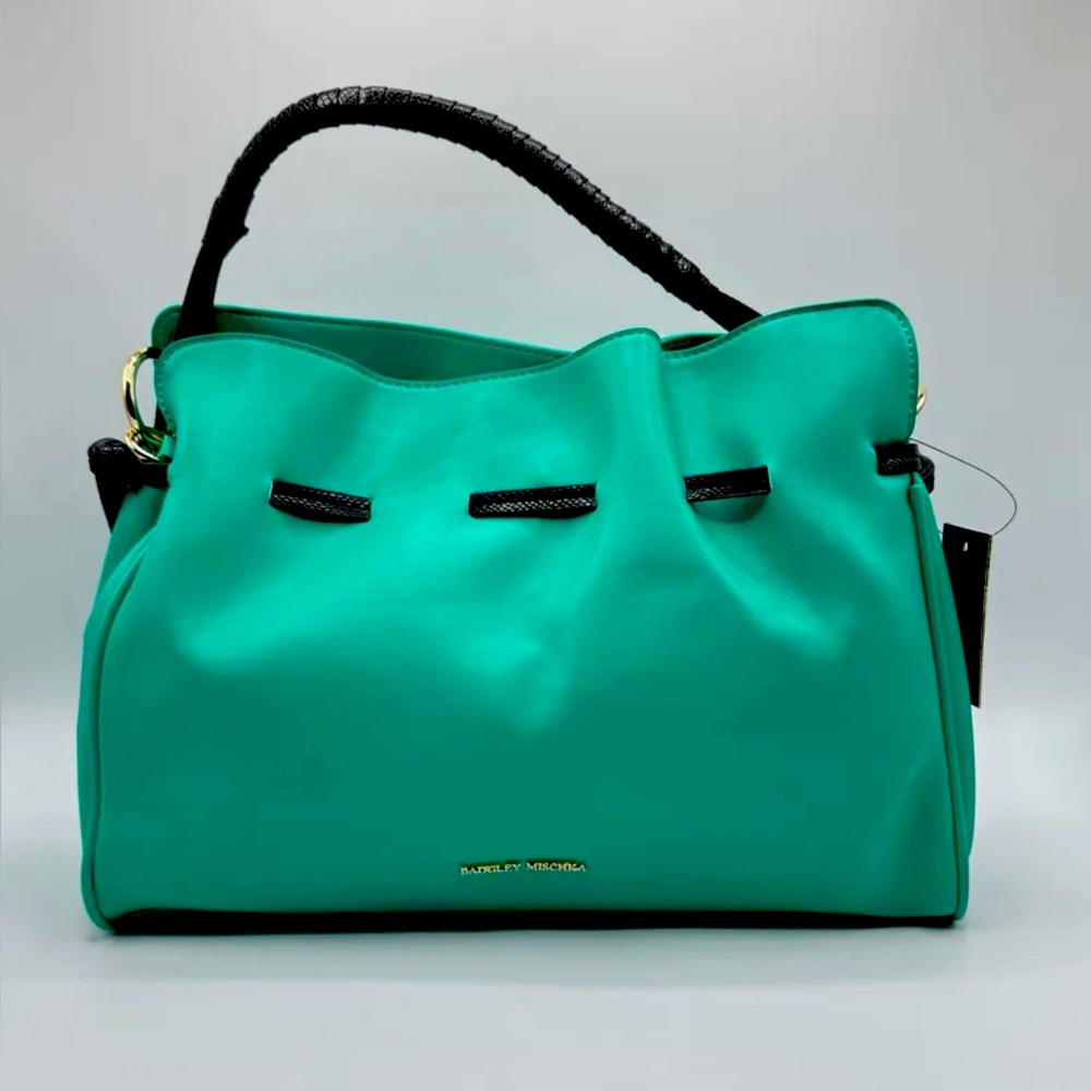 Badgley Mischka Teal Green and Black Shoulder Bag